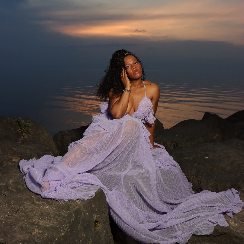 Dramatic Statement Dress Glitter Lilac (Custom Ma… - image 5